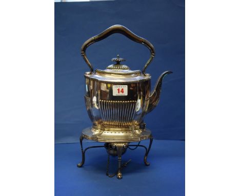 A Victorian silver spirit kettle on stand, by Harrison Bros & Howson, Sheffield 1893, 33cm, 1115g all in. Condition Report: B