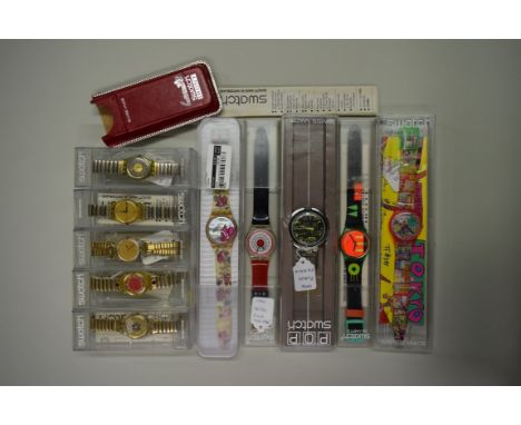 Swatch Watch: ten cased Swatch watches, various styles and dates.