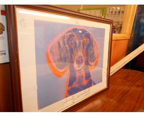 ANDY WARHOL print of a dog, framed