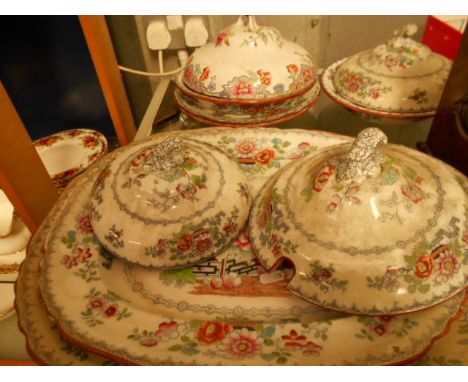 A selection of Victorian 'Ashworth' plates and tureens 