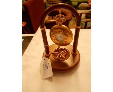 A Jean Pierre half hunter pocket watch and fob with enamel dial, Roman numerals and subsidiary dial, complete with watch stan