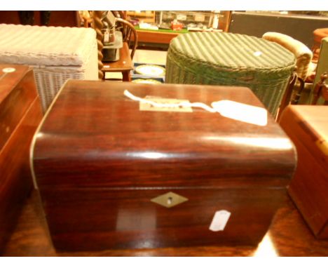 A 19th C metal bound rose-wood two section tea caddy