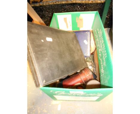 A box of assorted collectable's to include boxed cutlery, Post Office tin money box, Limoges trinket pot etc
