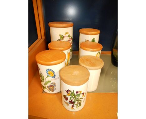 A mixed selection of seven Portmerion 'Botanical Gardens' storage containers