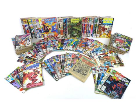 A large collection of vintage Marvel comics, majority circa 1980s, including The Amazing Spiderman, Ironman, Captain America,