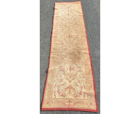 Vintage lounge rug, approximate measurements: 94 x 26 inches, some sun bleaching 