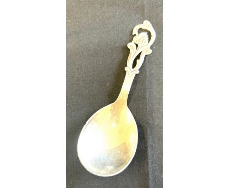 Vintage Danish silver caddy spoon by Johannes Siggaard , engraved initials 