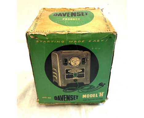 Davenset vintage battery charger model H with original box, untested 
