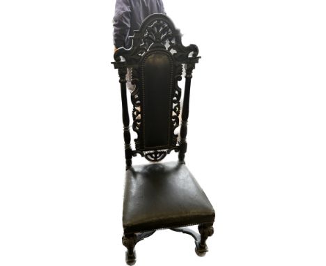 Vintage carved hall chair height approximately 49.5 inches 