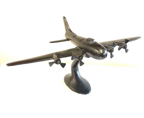A large white metal model of a 2nd world war bomber wing span 23 inches height 11 inches 
