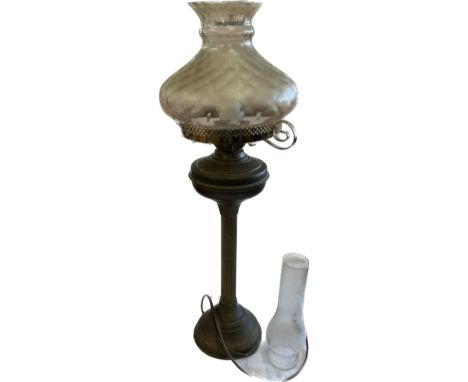 Electric Brass bass nelson column oil lamp, untested 
