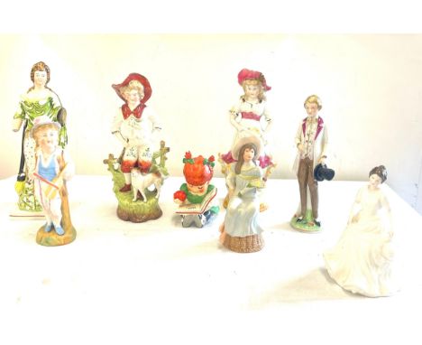 a Selection of figurines to includes Royal Dux, Royal Doulton and Goebel 10 figures in total 