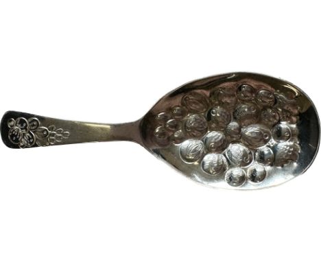 Sterling silver tea caddy spoon. hallmarks Birmingham 1973 maker Hampton utilities, the hallmark is a special mark used to co