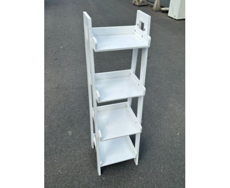 Ladder style small white display / shelving unit, approximate height 45 inches 