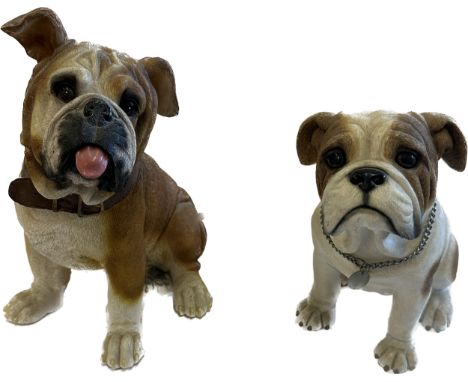 Two bull dog figures by shudehill and The Leonardo Collection, height approximately 13 inches tall 