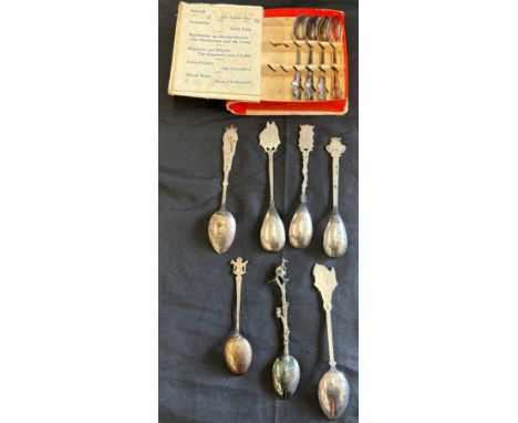 2 vintage Georg Jensen silver souvenir spoons, to include others 