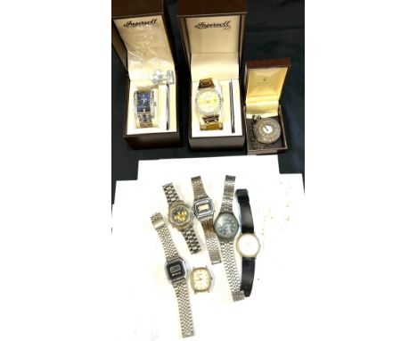 Selection of mens vintage and later wristwatches, some with boxes, all untested 