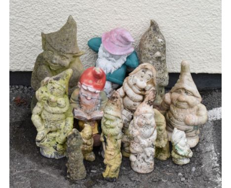 Selection of garden ornaments including; gnomes, dwarfs, etc, largest 39cm high (17)  