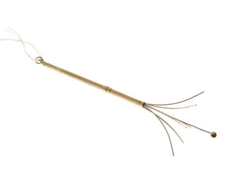 George VI 9ct gold swizzle stick of hexagonal telescopic design, Birmingham 1936, sponsors D &amp; F (Deakin &amp; Francis), 