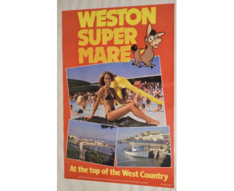 Advertising - Late 20th Century poster print for Weston-super-Mare featuring the Tropicana, the Pier etc, 75cm x 50cm, in a c
