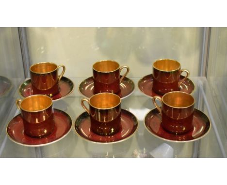 Set of six Crown Devon coffee cans and six saucers (12)  
