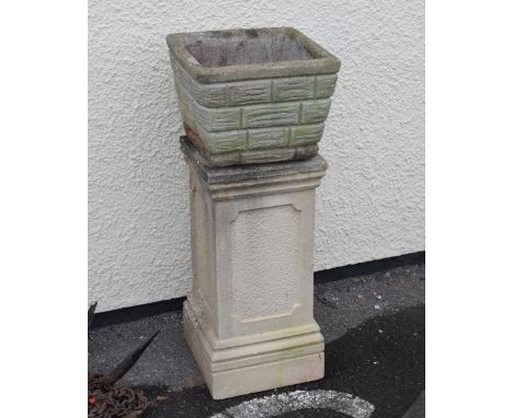Reconstituted square planter and pedestal  