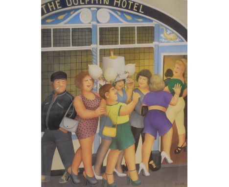 Beryl Cook - Signed print published by the Fine Art Guild - 'The Dolphin Hotel', published by Alexander Gallery, signed in pe