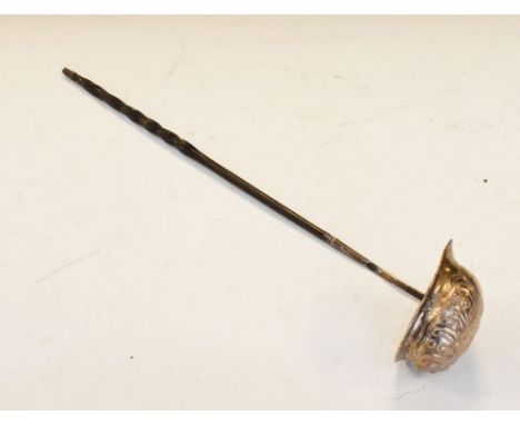 18th Century white metal toddy ladle having a baleen handle, 34.5cm long  