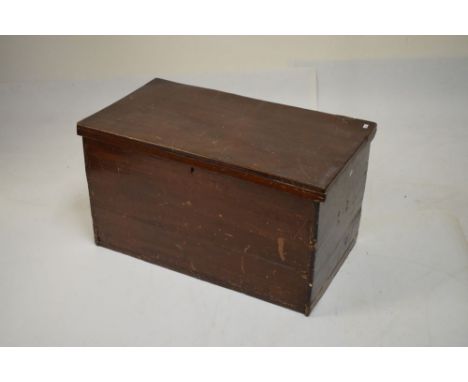 Stained pine trunk or bedding chest, 77cm wide  