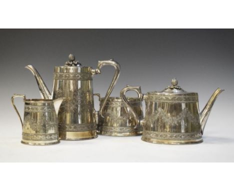 Early 20th century silver plated four piece tea set, 21.5cm overall  