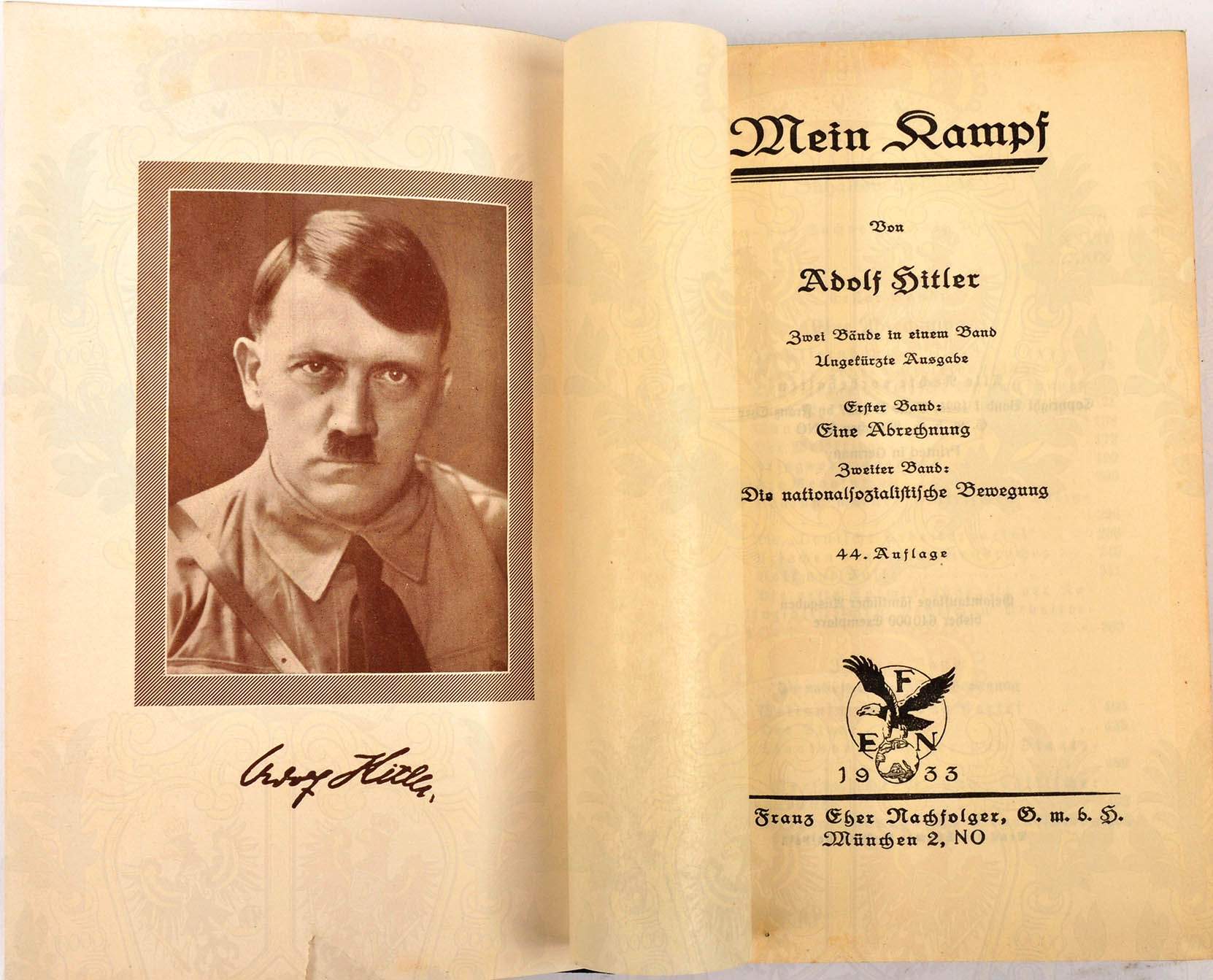 MEIN KAMPF, von Adolf Hitler, Volksausgabe, Verlag Franz Eher Nachf ...