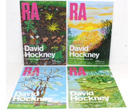 David Hockney: a set of four Royal Academy of Arts, The Arrival of Spring, Normandy 2020 exhibition posters.