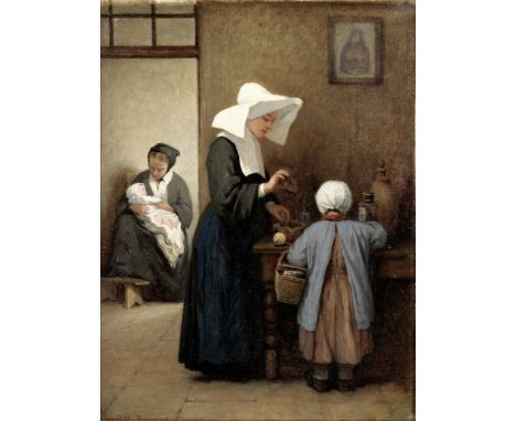 Henriette (Sophie) Bouteiller Browne (French, 1829-1901)The little invalid signed 'Henriette Browne' (lower left)oil on canva