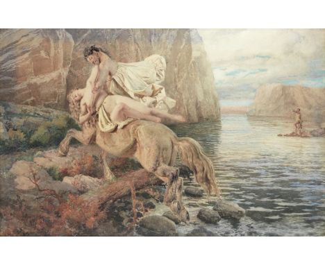 Fortunino Matania (Italian, 1881-1963)Hercules slaying Nessus the centaursigned 'F.Matania' (lower left) watercolour with scr