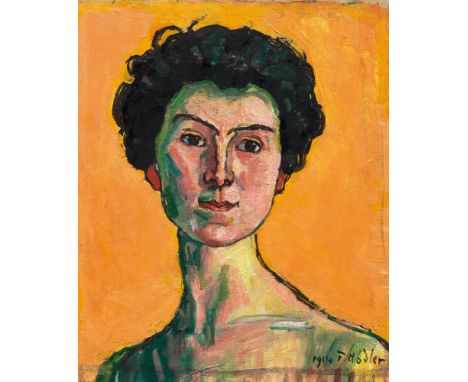 FERDINAND HODLER(Bern 1853–1918 Genf)Bildnis Clara Pasche-Battié. 1914.Öl auf Leinwand.Unten rechts signiert und datiert: 191