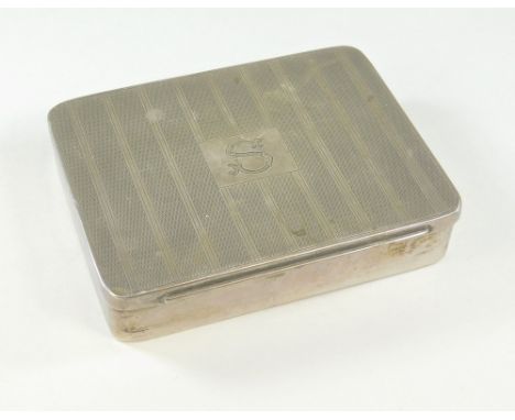 BARTON SILVER. An Indian silver box retailed by Barton Silver of Bangalore. The engine turned lid initialled 'S'. 8x10x2cm.