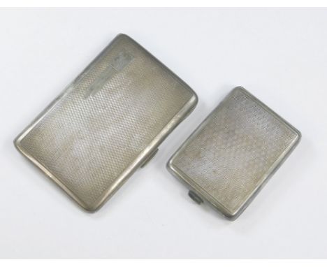 CIGARETTE CASE ETC.An Art Deco small silver cigarette case & an engine turned silver matchbook case.