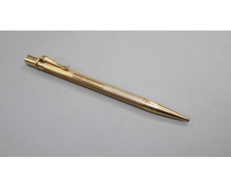 A late 1930's engine turned 9ct. gold pencil by Sampson Mordan &amp; Co.