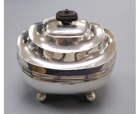 A late Victorian silver rounded rectangular tea caddy, Thomas Bradbury &amp; Sons, London, 1899, height 15cm, gross 10.5 oz.