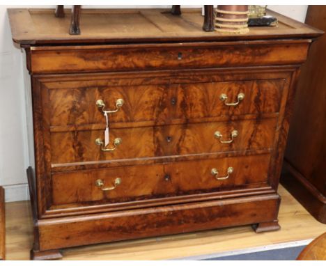 A mid 19th century French mahogany commode (lacks marble top) W.124cm
