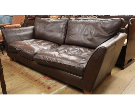 A Marks &amp; Spencer brown leather sofa W.220cm