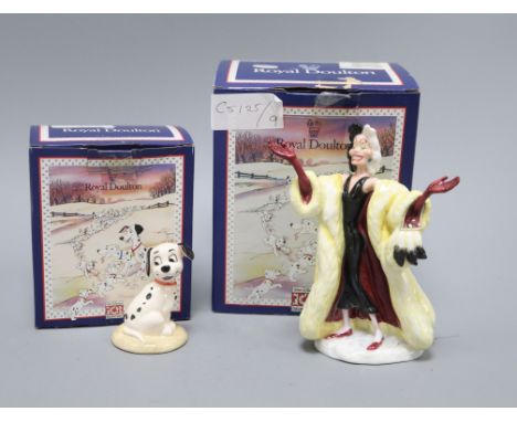 A set of ten Royal Doulton characters from 101 Dalmatians: Lucky, Penny Yawning, Patch in basket, Cruella de vil, Penny and F