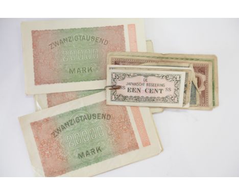 UNC BANKNOTES &amp; COIN SETS etc. (27) Uncirculated 20,000 Mark notes of Germany C1923, together with Japanese occupation no