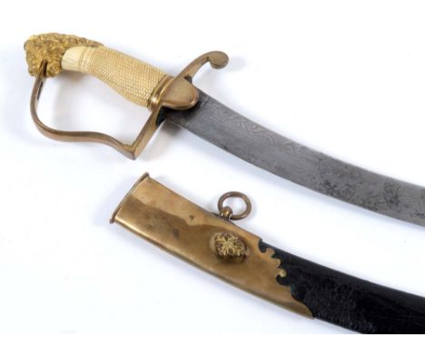 A GEORGIAN OFFICERS SWORD. A highly decorated sword by Osborn &amp; Gunby, C1806-1808 period. Ivory chequered grip with gilt 