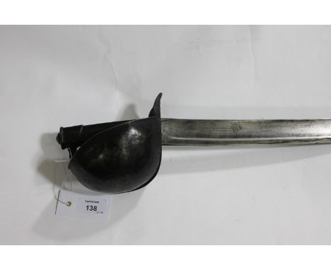 A FRENCH NAVAL CUTLASS. A 19thC French Naval Cutlass of all steel construction, including the grip. An anchor is on the heavy