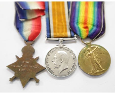 A SCOTTISH HORSE TRIO. A 1914/15 Star, British War &amp; Victory medals named to 3284 Pte K D McKenzie 1 Scot H. Kenneth D Mc