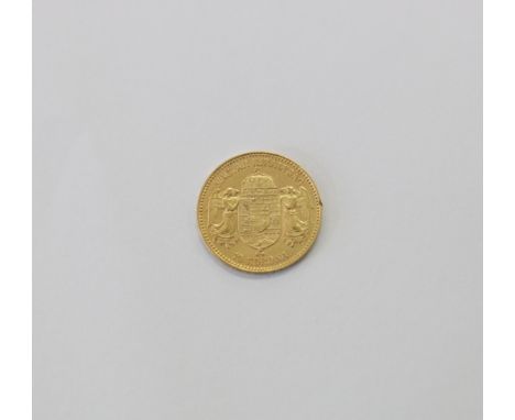 A 10 KORONA PIECE. Dated 1909 with Ferencz Josef I.K.A. CS.ES.M.H.S.D.O.A.P.K.IR. obverse legend. K B below shield reverse