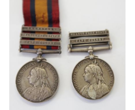 TWO RENAMED QUEENS SOUTH AFRICA MEDALS. 1. A renamed three bar QSA medal, bars Cape Colony- Orange Free State and Transvaal. 