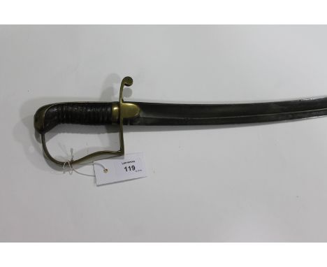 A LIGHT CAVALRY SWORD. A light cavalry sword variant of the 1796 style, with a brass hilt. Having a curved 28.3/4" single-edg