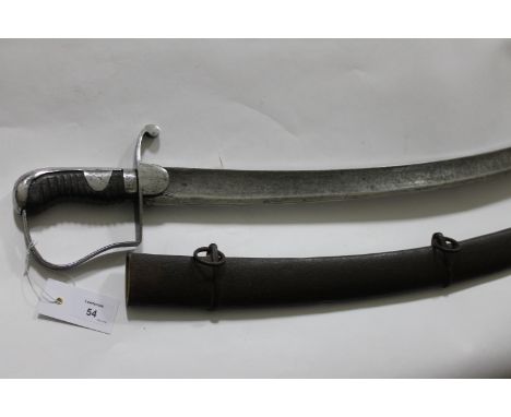 A 1796 PATTERN LIGHT CAVALRY SWORD. A Troopers light cavalry sword,  complete with a partial steel scabbard lacking the chafe